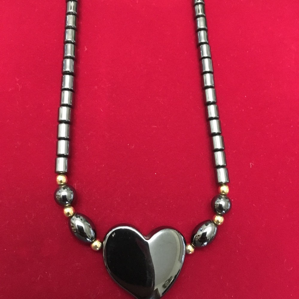 Valentine Heart Hematite Stone Necklace